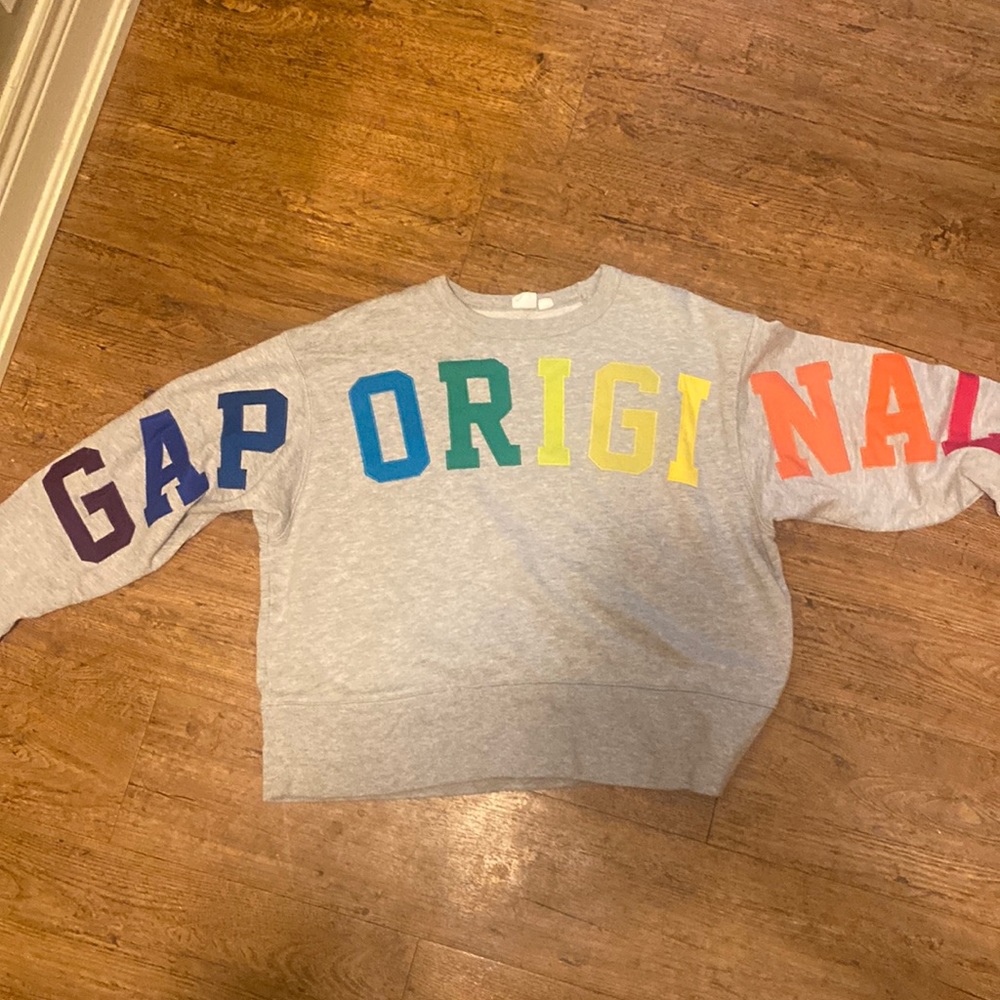 Gap Gray with Multicoloured Print Sweater